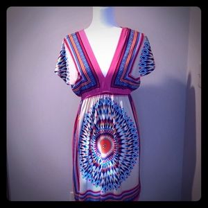 Bailey Blue knit dress, multi vibrant colors